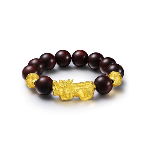 سوار ذهبي صلب 24 كيلواة مجوهرات ذهبية نقية حقيقية pterocarpus santalinus gold pixiu brabele in Kuwait