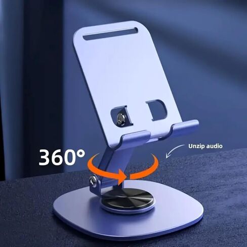 360° Rotatable Aluminum Desktop Stand – Sturdy Metal Stand for Phone & Tablet, Ideal for Live Streaming & Hands-Free Viewing (Black) in Kuwait