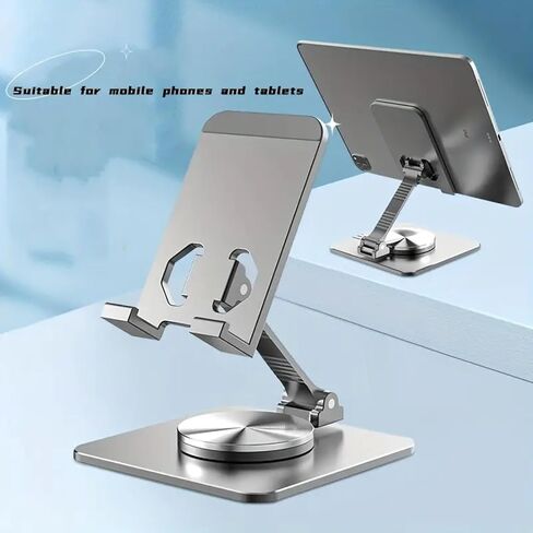 360° Rotatable Aluminum Desktop Stand – Sturdy Metal Stand for Phone & Tablet, Ideal for Live Streaming & Hands-Free Viewing (Black) in Kuwait