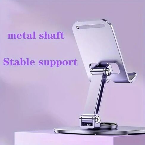 360° Rotatable Aluminum Desktop Stand – Sturdy Metal Stand for Phone & Tablet, Ideal for Live Streaming & Hands-Free Viewing (Black) in Kuwait