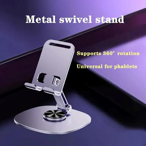360° Rotatable Aluminum Desktop Stand – Sturdy Metal Stand for Phone & Tablet, Ideal for Live Streaming & Hands-Free Viewing (Black) in Kuwait