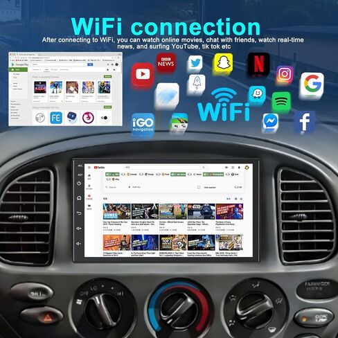 راديو ما بعد البيع 4+64 جيجا بايت Android 15 مع حزام لسيارة Toyota Tundra 1999-2002 مع CarPlay Android Auto، ترقية 7 بوصة في لوحة القيادة ستيريو بلوتوث مزدوج الدين مع كاميرا احتياطية وواي فاي in Kuwait