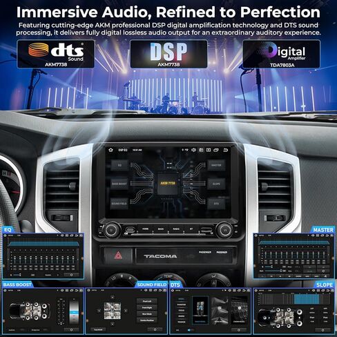 ستيريو راديو السيارة لسيارة Toyota Tacoma 2 2005-2015 ترقية وحدة رأس Android 14 مع شاشة لمس 9 بوصة IPS QLED Carplay & Android Auto Bluetooth التحكم الصوتي GPS 4G LTE/5G WiFi DSP/DTS 4GB+64GB in Kuwait