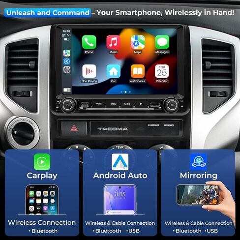 ستيريو راديو السيارة لسيارة Toyota Tacoma 2 2005-2015 ترقية وحدة رأس Android 14 مع شاشة لمس 9 بوصة IPS QLED Carplay & Android Auto Bluetooth التحكم الصوتي GPS 4G LTE/5G WiFi DSP/DTS 4GB+64GB in Kuwait