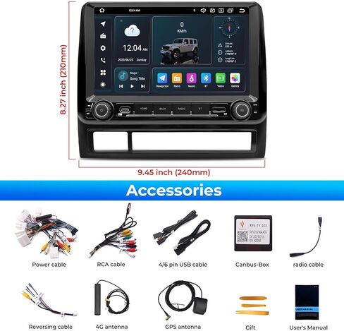 ستيريو راديو السيارة لسيارة Toyota Tacoma 2 2005-2015 ترقية وحدة رأس Android 14 مع شاشة لمس 9 بوصة IPS QLED Carplay & Android Auto Bluetooth التحكم الصوتي GPS 4G LTE/5G WiFi DSP/DTS 4GB+64GB in Kuwait