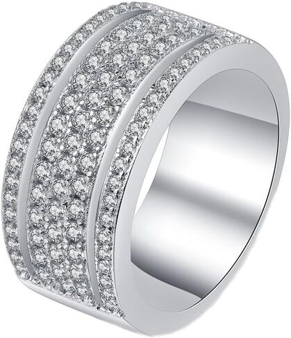 925 Sterling Silver Cubic Zirconia Eternity Engagement Wedding Bands Wedding Ring Anniversary Eternity Bands 3 Band Width Rings CZ Engagement Bridal for Women (7) in Saudi Arabia