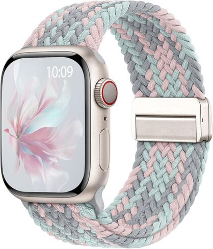 Magnetic Braided Band Compatible for Apple Watch Bands Women Men 40mm 44mm 42mm 46mm 41mm 45mm 38mm 49mm, Adjustable Stretchy Nylon Solo Loop for iWatch Series 11 10 9 8 7 6 5 4 SE Ultra 3 2 1 in Kuwait