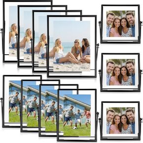 12 Pcs 4 x 6 Inch Metal Photo Frame Set Picture Metal Frames for Office Metal Glass Picture Frames in Bulk Metal Glass Floating Frame for Office Home Studio Interior Photo Display Frames (Gold) in Kuwait