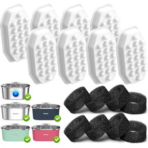 Cat Water Fountain Stainless Steel 8 Filters Replacement & 8 Pre-Filter Sponges in Kuwait