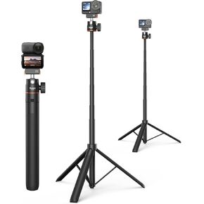 حامل ثلاثي عصا سيلفي Osmo Action 6 مقاس 55 بوصة لـ DJI Osmo Nano/Action 6، Xtra Atto، قبضة يد قابلة للتوسيع 2 في 1 مع قضيب تمديد ورأس كروي 360 درجة، حامل أرضي طويل للسفر على شكل مدونة فيديو/ملحقات لتسجيل الفيديو in Kuwait