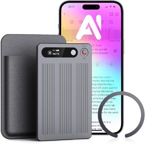 AI Voice Recorder with Transcribe＆Summarize, App Control Audio Recorder Support Al Noise Cancellation Technology with 80+ Languages, Note Taker with 64GB Memory, Audio Device for Meeting, Call, Grey in Kuwait