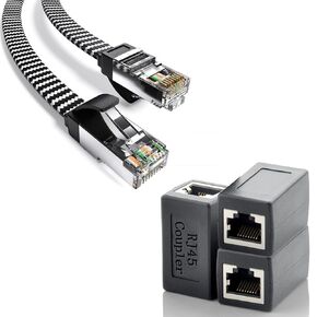 رجال الإنترنت! كابل Cat8 Ethernet بطول 6 أقدام + 3 حزم RJ45، كابل LAN عالي السرعة 40 جيجابت في الثانية مع موصلات RJ45 محمية وموسعات جيجابت إيثرنت، مضفر مسطح، التوصيل والتشغيل، متوافق مع Cat7/Cat in Kuwait