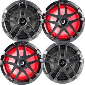 سماعات Memphis البحرية المحورية LED مقاس 8 بوصات - زوجان (4 وحدات) - حزمة مجمعة من OEM MXA80L مع شبكات رمادية معدنية in Kuwait