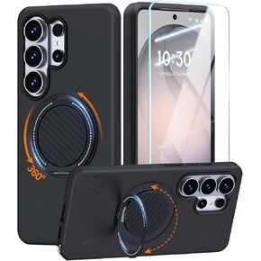 حافظة JAME لهاتف Samsung Galaxy S26 مع حامل حلقي، غطاء واقٍ مزدوج الطبقات مضاد للصدمات مع واقي شاشة، حافظة هاتف Samsung Galaxy S26 صديقة للإكسسوارات مقاس 6.3 بوصات، أسود in Kuwait