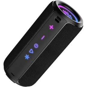 مكبر صوت بلوتوث محمول، مكبر صوت لاسلكي قوي الصوت: Boost Bass، Bluetooth 5.4، وقت تشغيل 24 ساعة، 8 أوضاع RGB، مقاوم للماء IPX7، اقتران TWS، للاستخدام الخارجي/المنزل/الحفلة، أفكار الهدايا (أسود) in Kuwait