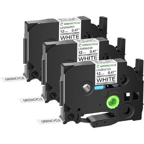 GREENCYCLE Replacement for Brother P Touch Label Tape TZe-231 12mm 0.47" Laminated White Compatible with Brother P-Touch TZ-231 TZe TZ 1/2 inch Black on White Label Tape for PT-D200 D210 H110, 3PK in Kuwait
