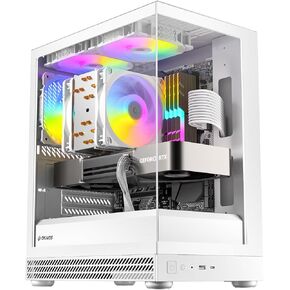 حافظة Okinos Aqua UNO Micro ATX، بدون دعم للمبرد، زجاج مقوى بانورامي سريع التحرير من الأمام والجانب، مراوح ARGB 3 × 120 مم مثبتة مسبقًا، نوع C 5 جيجابت في الثانية، أبيض قطبي in Kuwait
