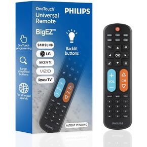 Philips BigEZ OneTouch Big Button Universal TV Remote for Seniors, Easy to Use, Replacement Remote for Samsung, LG, Sony, Vizio, Roku TV, Backlit Buttons, 2 Device, Black, SRP3945B/37 in Saudi Arabia