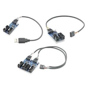 Motherboard 9-Pin USB Head Multiplier 1 to 2 Ports 4 Ports 9pin Female 1 Drag 4 Splitter Adapter Card Cable in Kuwait