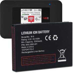استبدال بطارية W-9 جديدة بقدرة 5300 مللي أمبير في الساعة لجهاز Netgear Verizon Jetpack W9 4G LTE Mobile Hotspot AC791L، AC810، AC815، AT&T Unite Explore 815S، Verizon Jetpack AC791L Hotspot (أسود، W-9، A) in Kuwait