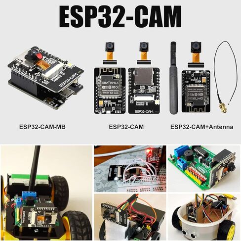 Aideepen ESP32-CAM W-BT Board ESP32-CAM-MB Micro USB إلى منفذ تسلسلي CH-340G مع وحدة كاميرا OV2640 2MP وضع مزدوج + 2 قطعة كاميرا OV2640 عدسة واسعة الزاوية 160 درجة in Kuwait