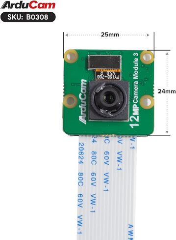 Arducam لوحدة كاميرا Raspberry Pi 3، 12 ميجابكسل IMX708 75 درجة (D) كاميرا Pi بتركيز ثابت V3، لـ Raspberry Pi 5/4B/3B+، Zero in Kuwait