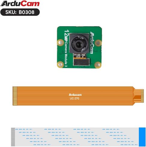 Arducam لوحدة كاميرا Raspberry Pi 3، 12 ميجابكسل IMX708 75 درجة (D) كاميرا Pi بتركيز ثابت V3، لـ Raspberry Pi 5/4B/3B+، Zero in Kuwait