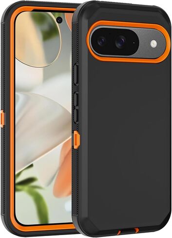 حافظة لهاتف Google Pixel 9/Pixel 9 Pro (2024)، غطاء هاتف خلوي شديد التحمل مع واقي شاشة مدمج للحماية من السقوط العسكري ومقاوم للصدمات لهاتف Pixel 9/9 Pro (برتقالي) in Kuwait