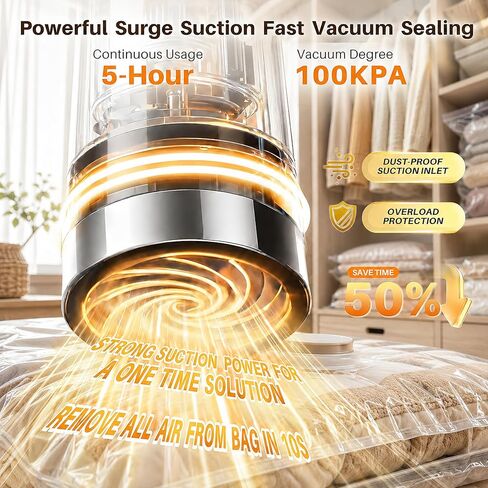 Compact Vacuum Sealer for Food, Powerful Handheld Vacuum Sealer with Visible Liquid Control, 20 Reusable Vacuum Bags, Keeps Food Fresh 12x Longer, Idea for Meal Prep, Fridge Storage (Black) in Kuwait