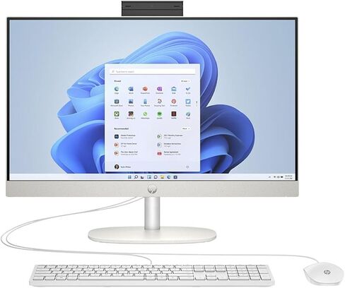 كمبيوتر مكتبي HP 24-cr000 الكل في واحد، 2026، شاشة لمس 23.8 بوصة 1920x1080 IPS، Intel Core i3-N300 8-Core، Intel UHD Graphics، 48GB DDR4، 2TB SSD 2TB، Win 11 Home، Wi-Fi، BT 5.3، كاميرا IR 1080p، أبيض in Kuwait