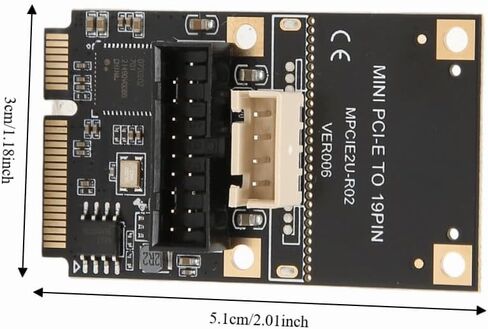 بطاقة توسيع Mini PCIe إلى USB 3.2 Gen1 ذات 19 سنًا - محول اللوحة الأمامية بسرعة 5 جيجابت في الثانية مع USB Hot-Swap ورقاقة التحكم الرئيسية لأنظمة Windows in Kuwait