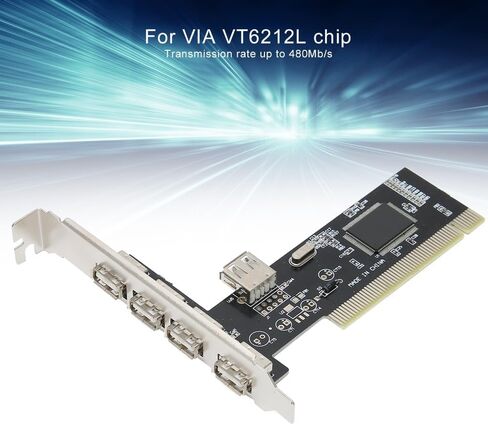 بطاقة توسيع PCI إلى 4 منافذ USB 2.0 - محول محور بسرعة 480 ميجا بت في الثانية لسطح المكتب، متوافق مع أجهزة USB 1.1 in Kuwait