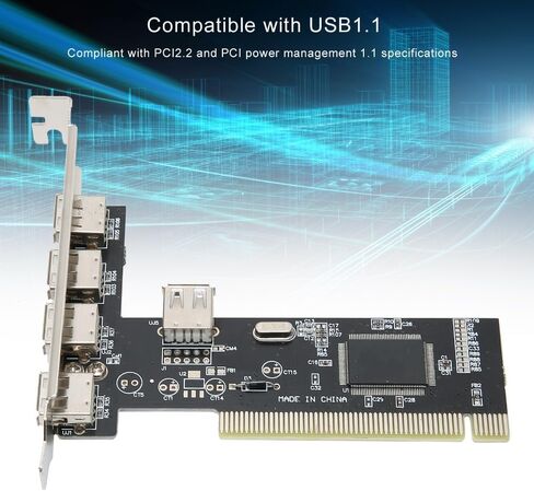 بطاقة توسيع PCI إلى 4 منافذ USB 2.0 - محول محور بسرعة 480 ميجا بت في الثانية لسطح المكتب، متوافق مع أجهزة USB 1.1 in Kuwait