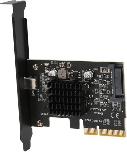 بطاقة توسيع SUNGOOYUE USB 3.2 Gen 2، PCIe إلى النوع C مع نقل بيانات بسرعة 20 جيجابت في الثانية وموصل طاقة 15 سنًا، لـ 10 11 32 64 بت in Kuwait