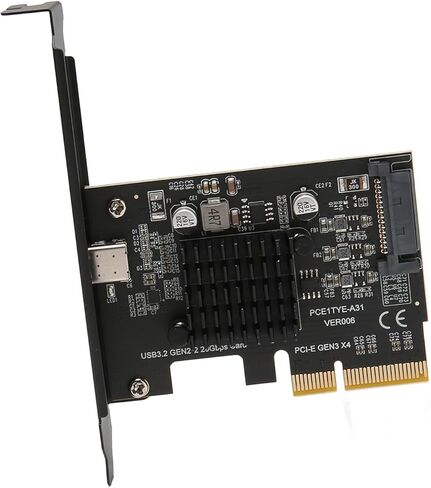 بطاقة توسيع SUNGOOYUE USB 3.2 Gen 2، PCIe إلى النوع C مع نقل بيانات بسرعة 20 جيجابت في الثانية وموصل طاقة 15 سنًا، لـ 10 11 32 64 بت in Kuwait