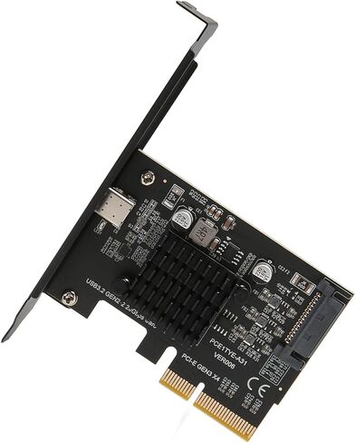 بطاقة توسيع SUNGOOYUE USB 3.2 Gen 2، PCIe إلى النوع C مع نقل بيانات بسرعة 20 جيجابت في الثانية وموصل طاقة 15 سنًا، لـ 10 11 32 64 بت in Kuwait