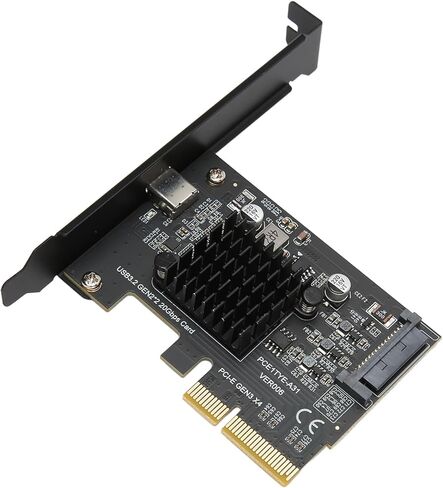 بطاقة توسيع SUNGOOYUE USB 3.2 Gen 2، PCIe إلى النوع C مع نقل بيانات بسرعة 20 جيجابت في الثانية وموصل طاقة 15 سنًا، لـ 10 11 32 64 بت in Kuwait