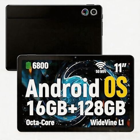 Tablet, Android tablet 11 Inch, 128GB ROM+1TB, Octa-Core Gaming Tablet with Widevine L1, 6800mAh Battery, WiFi 6, BT 5.3, Dual Camera 5MP+8MP, Face ID Computer Tablets for Adults/Student/Business in Kuwait