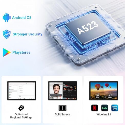 Tablet, Android tablet 11 Inch, 128GB ROM+1TB, Octa-Core Gaming Tablet with Widevine L1, 6800mAh Battery, WiFi 6, BT 5.3, Dual Camera 5MP+8MP, Face ID Computer Tablets for Adults/Student/Business in Kuwait