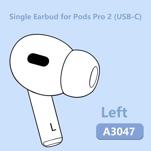 استبدال سماعات الأذن اليسرى الفردية من OEM لجهاز Pod Pro (الجيل الثاني)، A3047، A3048، A3049. الجانب الأيسر الأصلي للأذن فقط، حافظة شحن أصلية متوافقة مع Air Pro 2 A2968 (Left-A3047 A3048 A3049) in Kuwait