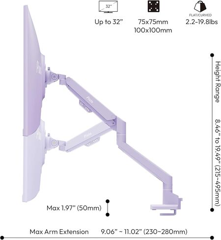 ذراع شاشة واحدة Pixio PS1S Wave أرجواني مع كابل HDMI 2.1 أرجواني فائق السرعة معتمد للغاية 10FT 8K 60 هرتز 4K 120 هرتز مضفر من النايلون in Kuwait