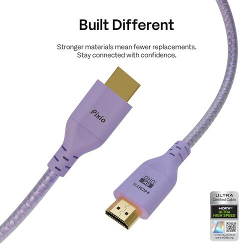 ذراع شاشة واحدة Pixio PS1S Wave أرجواني مع كابل HDMI 2.1 أرجواني فائق السرعة معتمد للغاية 10FT 8K 60 هرتز 4K 120 هرتز مضفر من النايلون in Kuwait