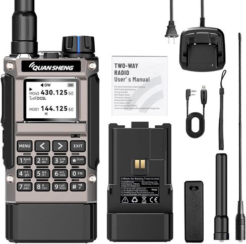 راديو QUANSHENG UV-K1 Ham المحمول، بطارية 2500 مللي أمبير في الساعة، جهاز اتصال لاسلكي متعدد النطاق مع استقبال نطاق هوائي، طقس NOAA، نسخة تردد لاسلكية، نوع C، 200 قناة، راديو طويل المدى ثنائي الاتجاه in Kuwait