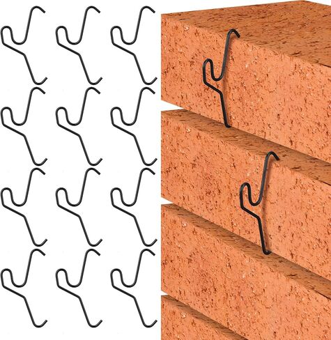 24 Pack Brick Hook Wall Clips Installed Require More Than 1/8" Brick Gap Fits 2-1/4 to 2-2/5 Inch High Bricks Mounting Without Drilling for Outdoor Hanging Wire Wreath (Silver) in Saudi Arabia