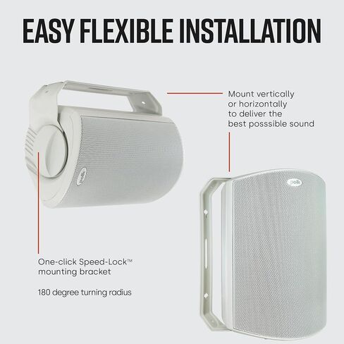 Polk Audio Atrium 4 Outdoor Speakers with Powerful Bass (Pair, White), All-Weather Durability, Speed-Lock Mounting System (Renewed) in Kuwait
