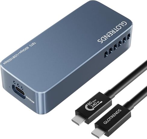 GLOTRENDS EM6002 80Gbps M.2 NVMe SSD Enclosure, Compatible with Thunderbolt 5/4/3/USB4 V2 and USB 3.2(10Gbps)/3.1/3.0/2.0, Up to 7,000 MB/s, Support 8TB SSD, JHL9480 B2 Controller in Kuwait
