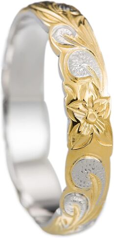 Aloha Jewelry Company 925 Sterling Silver 4mm Hawaiian Princess Plumeria Flower Scroll Ring Stackable Wedding Engagement Band, Nickel Free Hypoallergenic for Sensitive Skin, Gift Box Included in Saudi Arabia