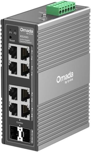 TP-Link Omada 8 Port Gigabit Industrial Switch، سهل الإدارة، درجة حرارة تشغيل واسعة، طاقة زائدة، حماية من الإضاءة، غلاف صناعي متين، VLAN، مُدار بواسطة Omada(IES208G) in Kuwait