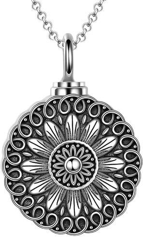 YFN Sterling Silver Sunflower Urn Necklace for Ashes Rose Flower Cremation Jewelry for Ashes in Saudi Arabia