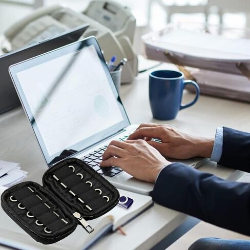 حقيبة تخزين محرك فلاش USB - حقيبة تخزين متينة مع فتحات مرنة وسحاب للإغلاق in Kuwait